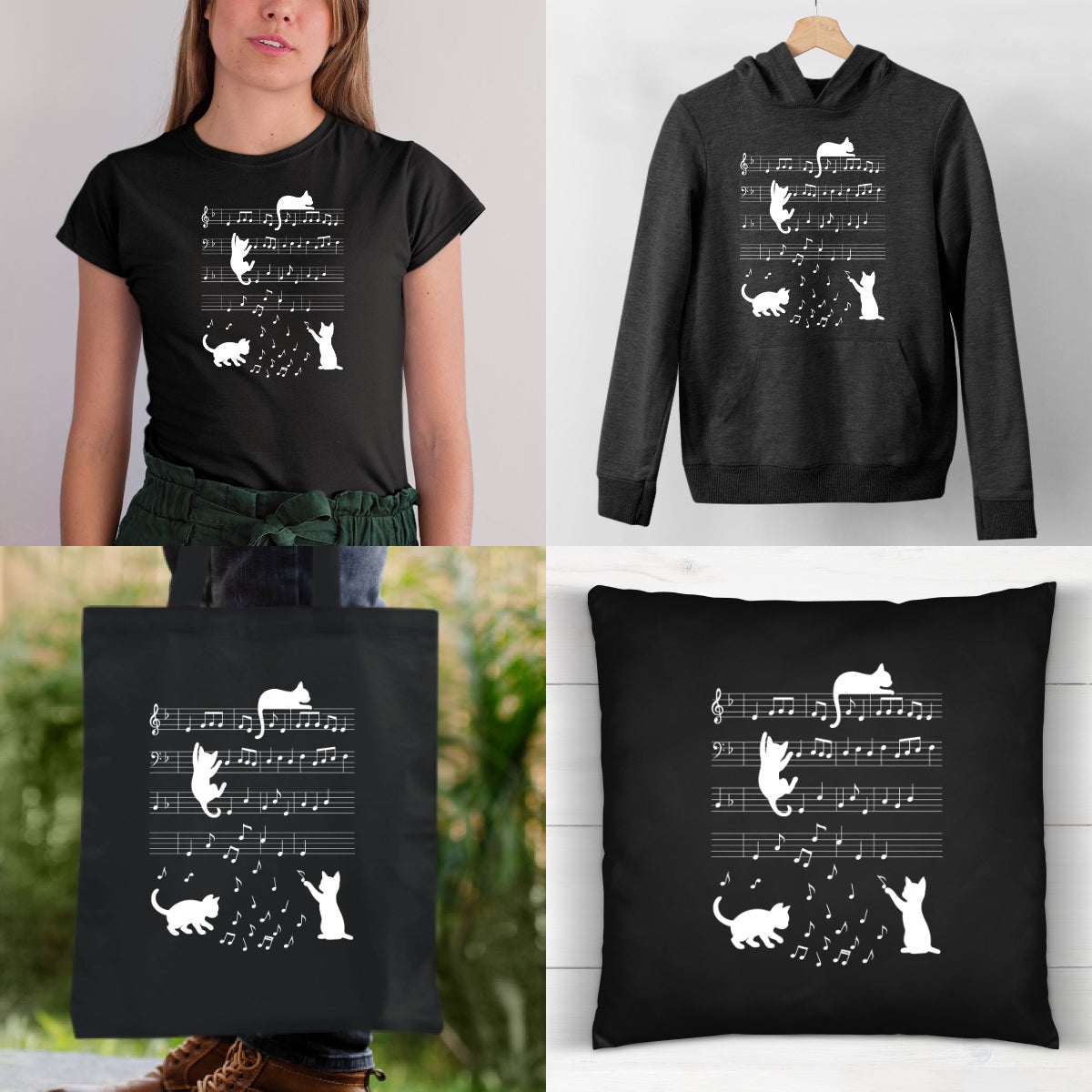 Bügelbild: Noten Katzen inkl. Anleitung