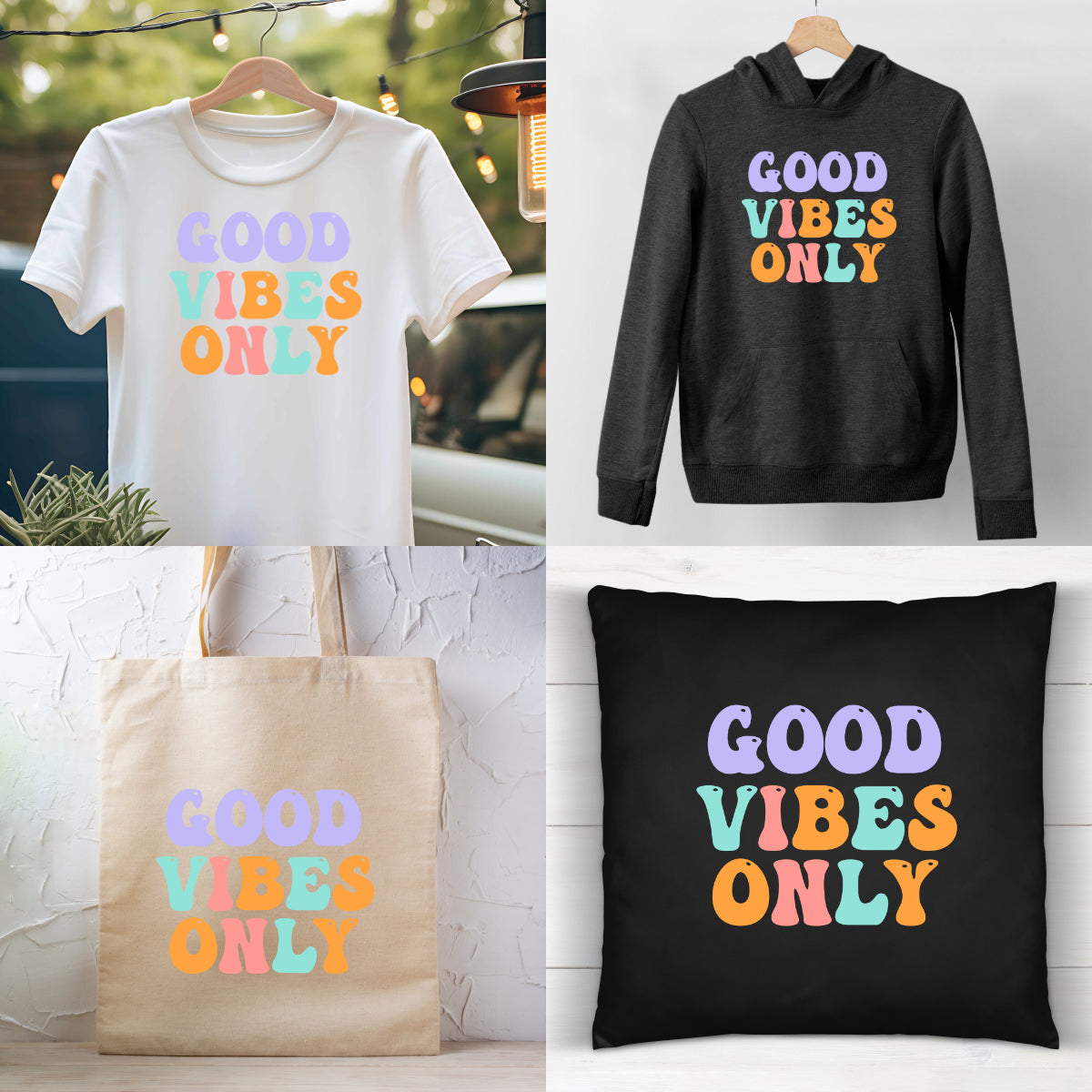 Bügelbild: Good Vibes Only inkl. Anleitung