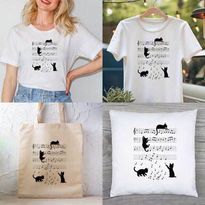 Bügelbild: Noten Katzen inkl. Anleitung