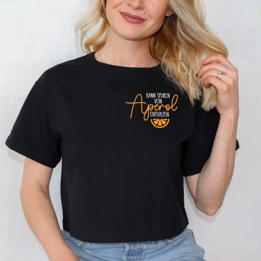 2x Bügelbild: Kann Spuren von Aperol enthalten inkl. Anleitung