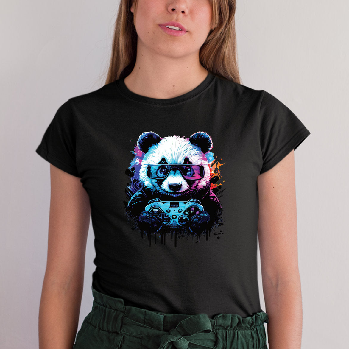 Bügelbild: Gaming Panda inkl. Anleitung