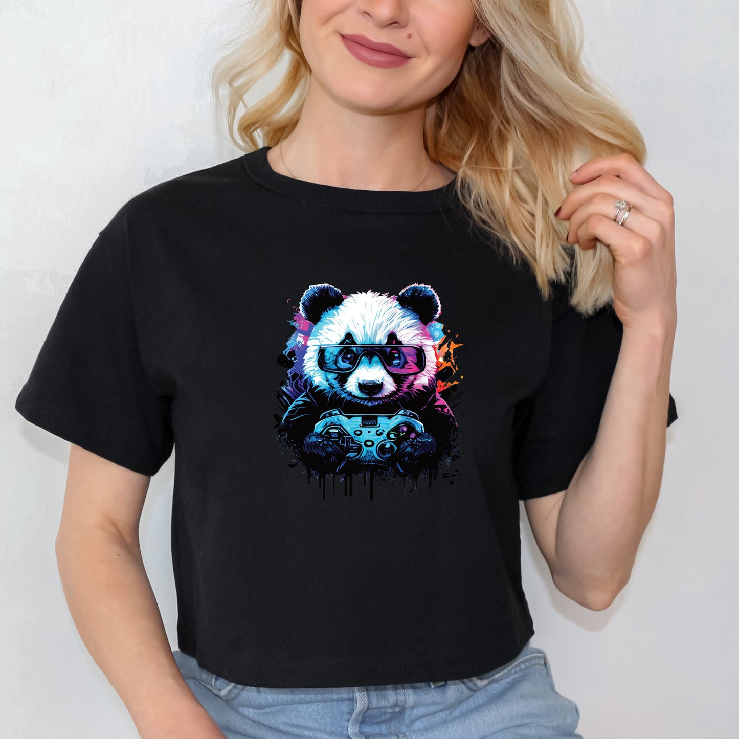 Bügelbild: Gaming Panda inkl. Anleitung