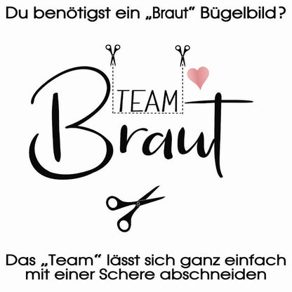 Bügelbild: Team Braut + Herz inkl. Anleitung