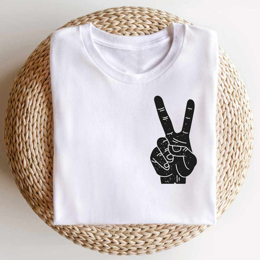 2x Bügelbild: Peace-Hand inkl. Anleitung