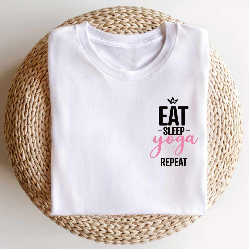 2x Bügelbild: Eat Sleep Yoga Repeat inkl. Anleitung