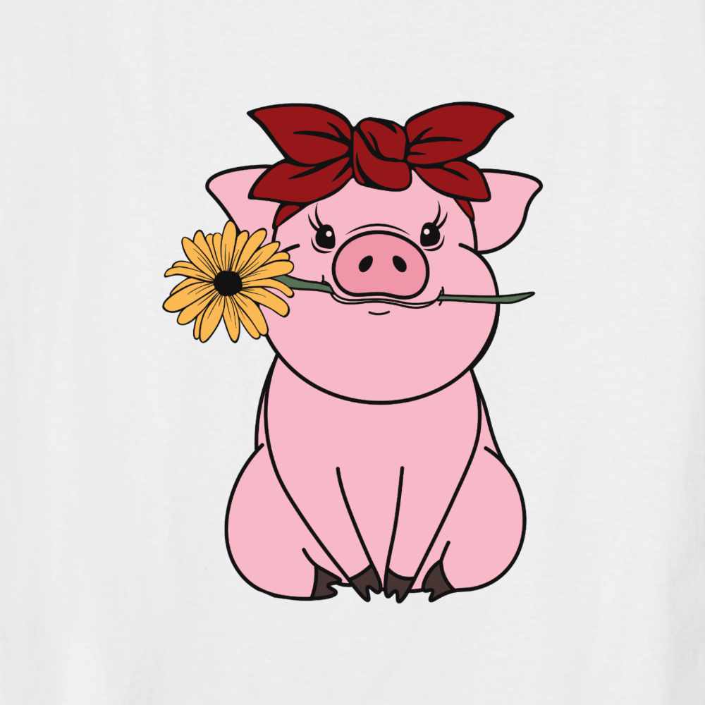 Bügelbild: Schwein mit Sonnenblume inkl. Anleitung