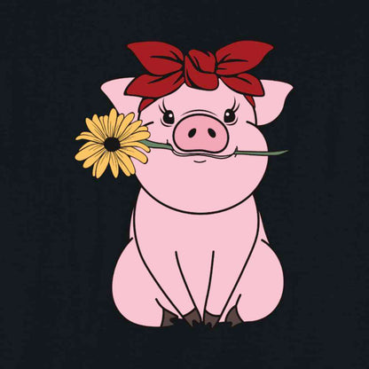 Bügelbild: Schwein mit Sonnenblume inkl. Anleitung