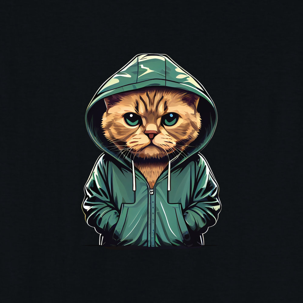 Bügelbild: Hoodie-Katze inkl. Anleitung