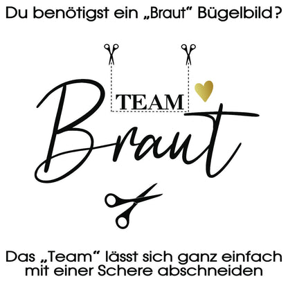 Bügelbild: Team Braut + Herz inkl. Anleitung